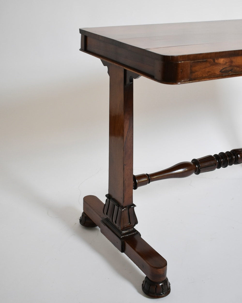 Victorian mahogany console table, 1910s — top view highlighting rich wood grain