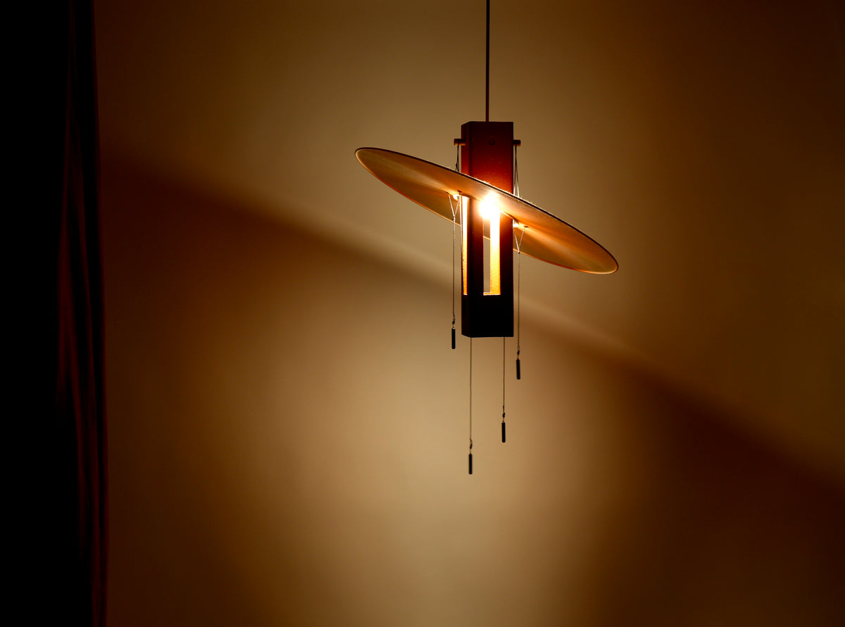 Nova Pendant Light - Terracotta, Paper, Wood and Brass. — alternate view