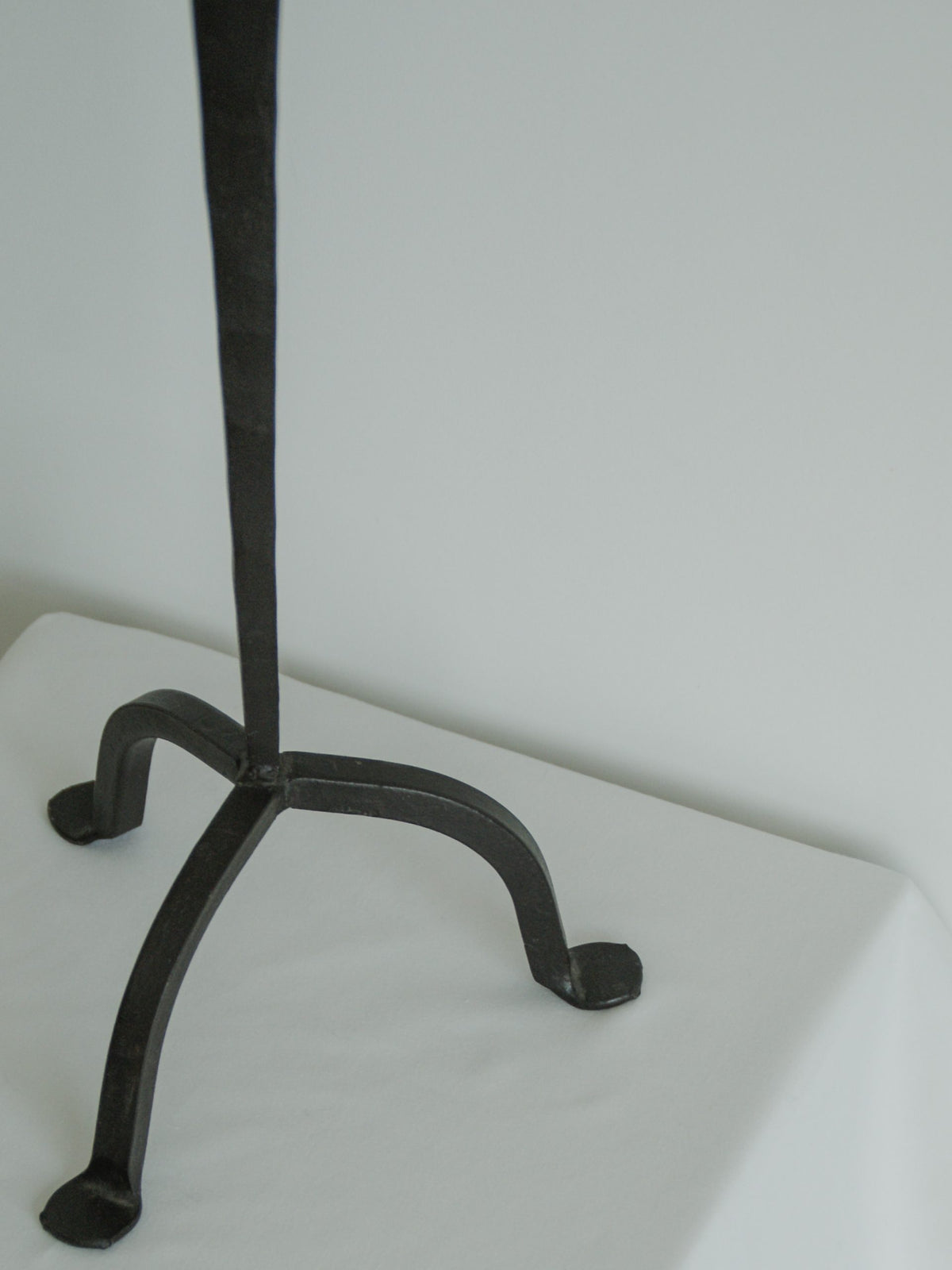 Brutalist Tall Metal Candlestick — side angle