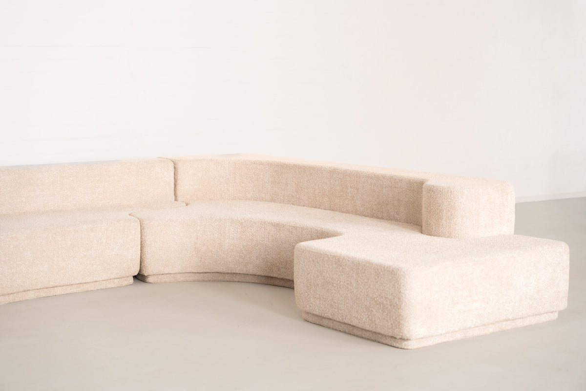 Lara Modular Sofa by Roberto Pamio, Renato Toso and Noti Massari for Stilwood — angled view of beige textured upholstery