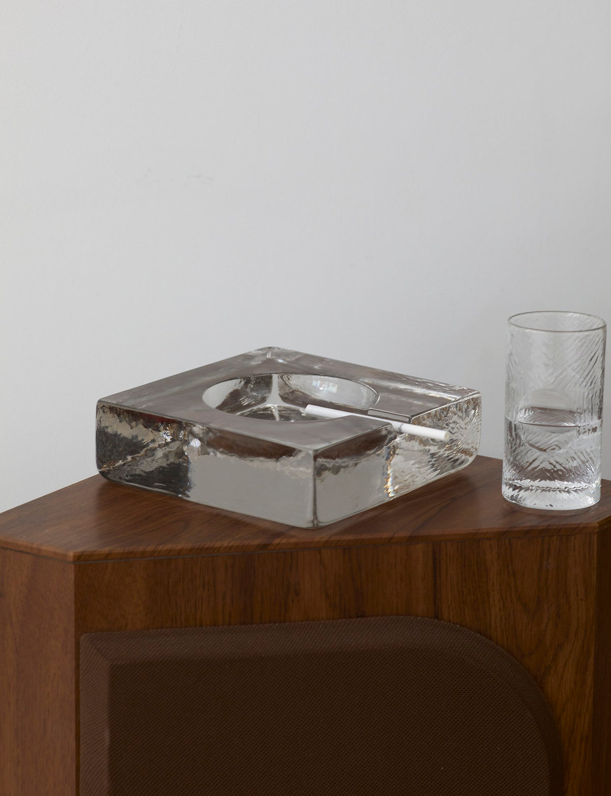Vintage big and heavy mold-pressed glass ashtray c. 1970. — alternate view