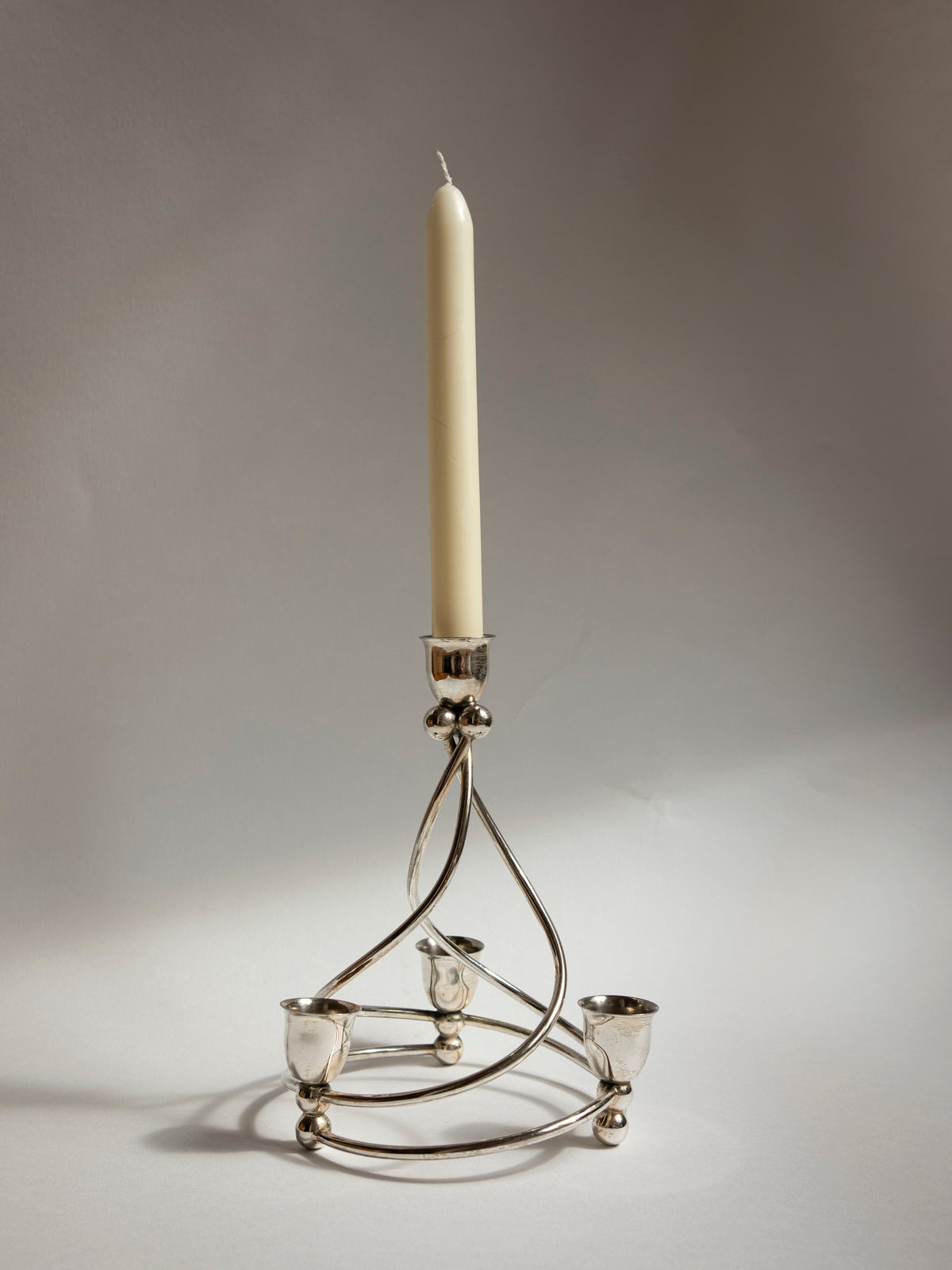 French Silver-Plated Art Deco Style Spiral Candelabra — lifestyle setting