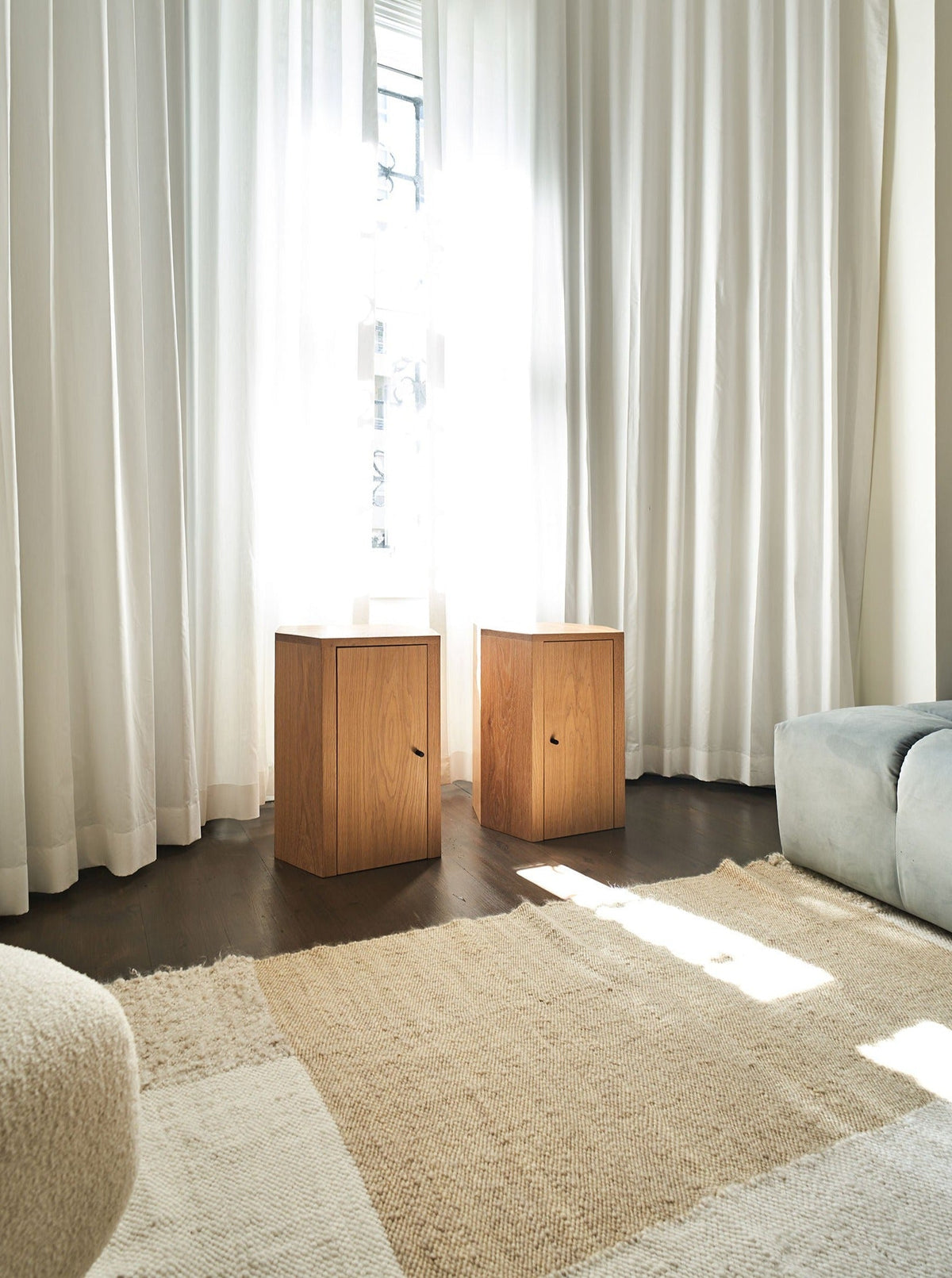 Pair of Park Night Stands in Oiled Oak — side angle