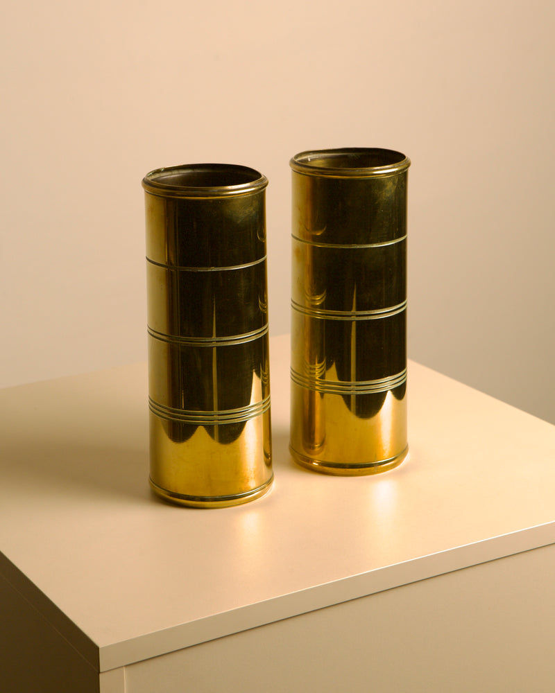 Pair of Italian brass vases, 1960s by Treaptyque | The Oblist