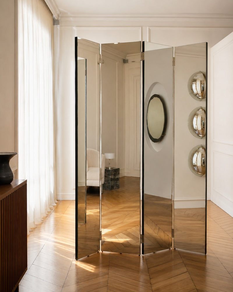 'The Paravan' Mirror Folding Screen — close-up