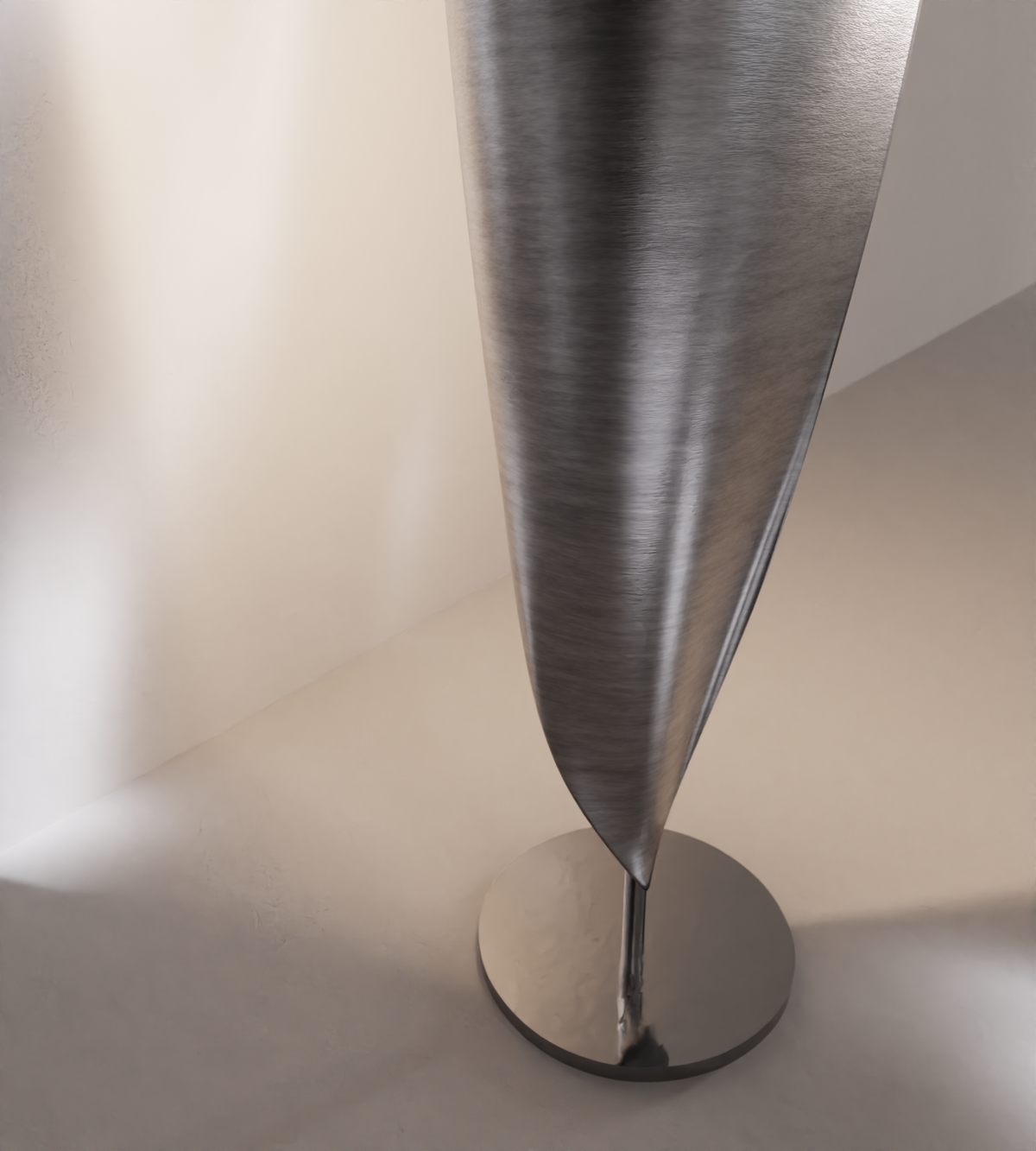 “Plume” Floor Lamp — close-up of brushed metal finish