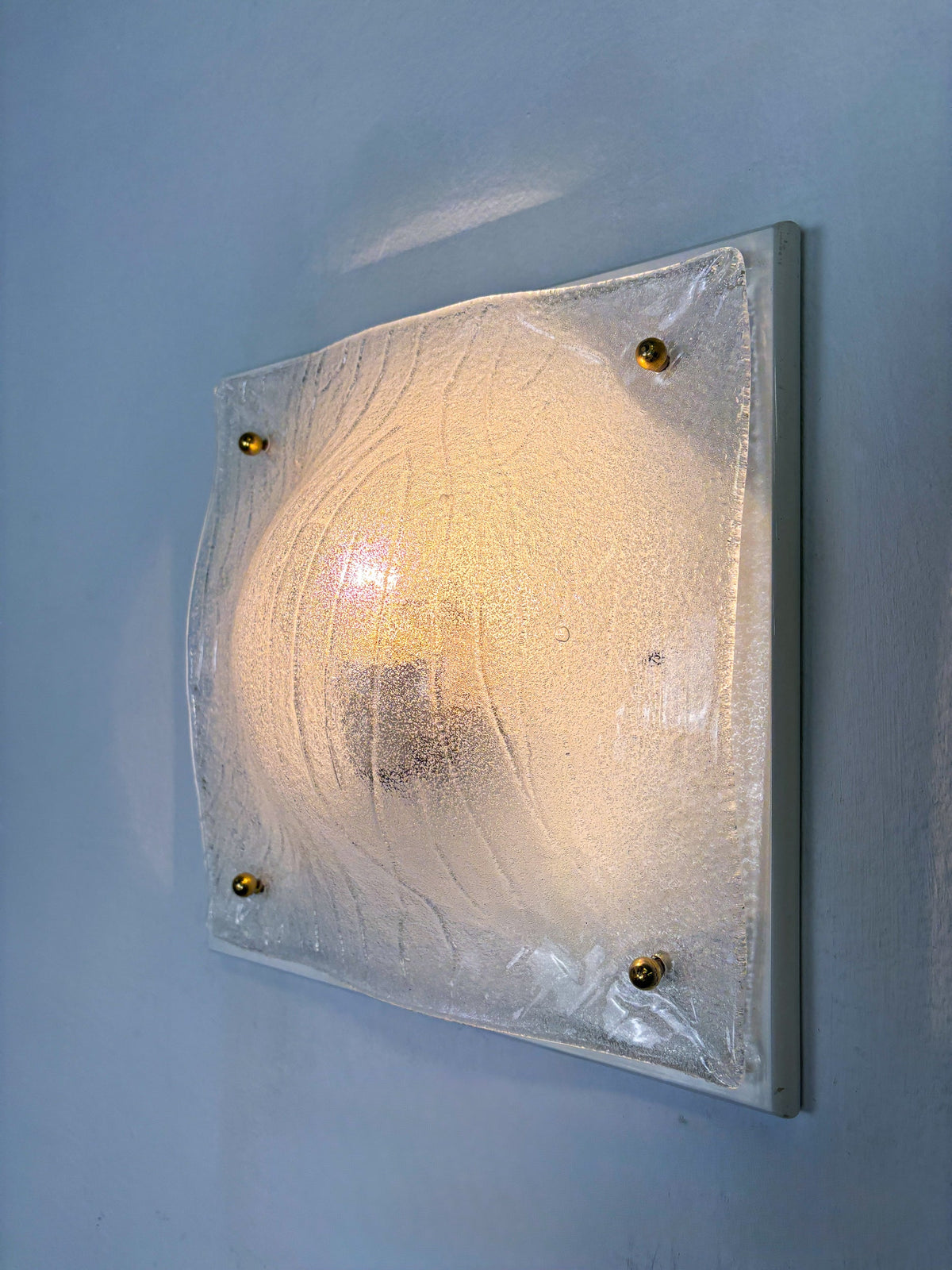 Pair of Murano Frosted Textured Glass Wall Lights, Italy, 1960s — lifestyle setting