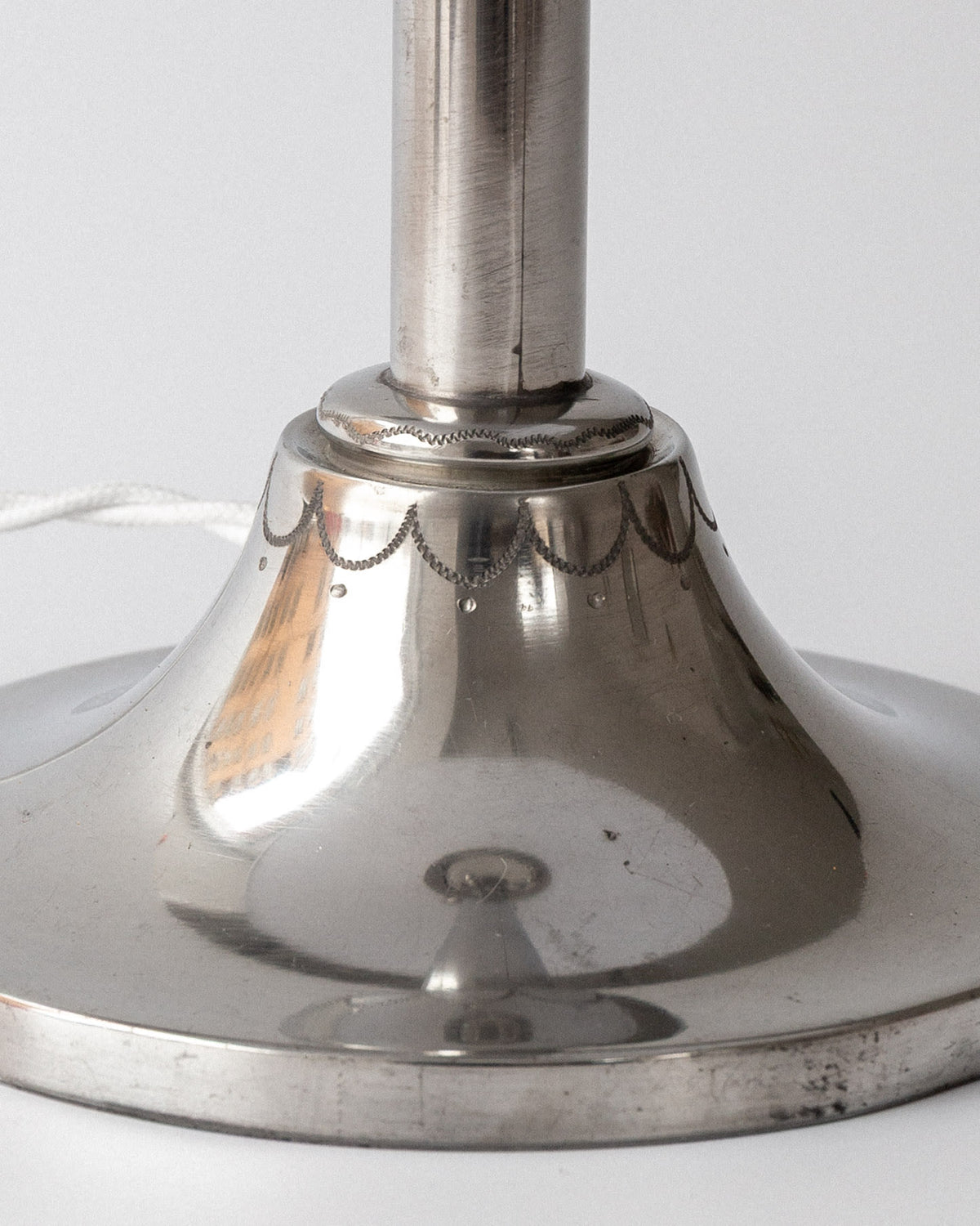 Art Deco Pewter Table Lamp by Celestine Andersson, 1930, Sweden — top view of polished pewter base
