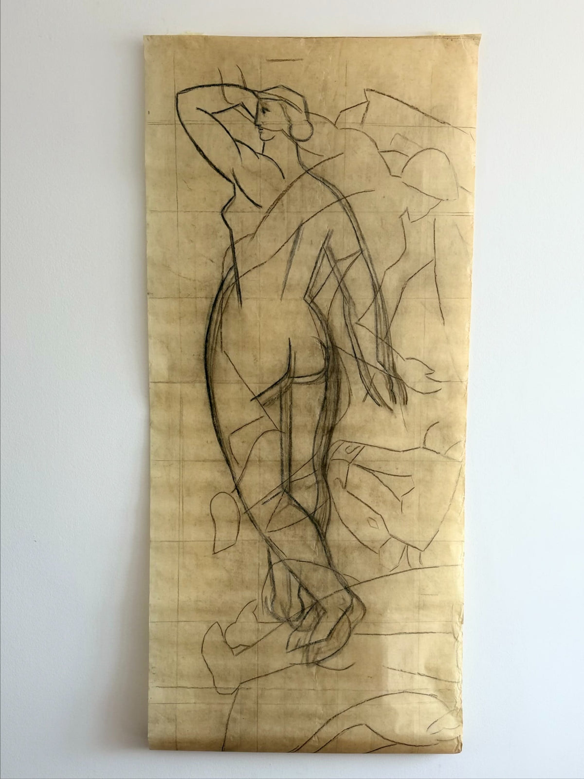 Monumental Art Deco Mural Drawing by Emile Courtin (1923-1997), France, late 1940s by OBJECT AGENCY | The Oblist