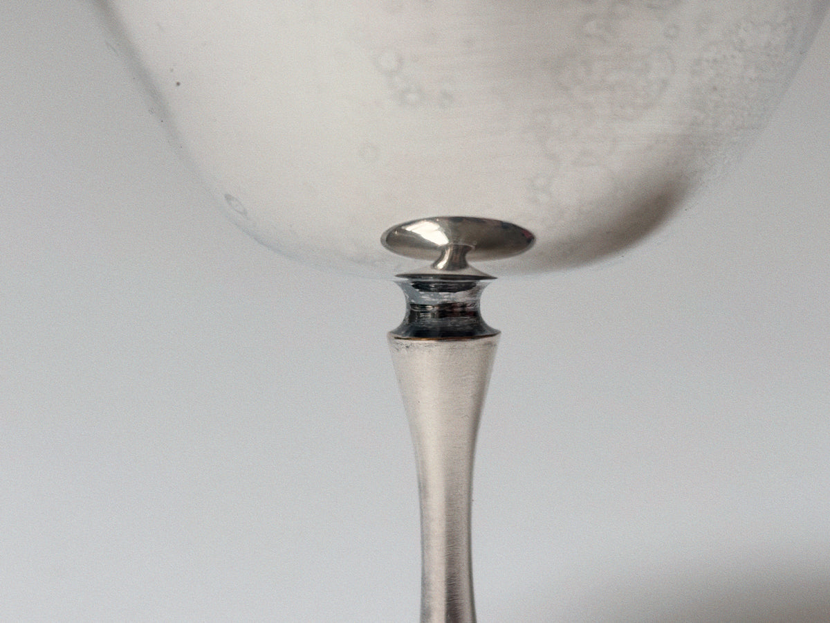 6 Silver Plated Champagne Coupes, 1978 Poland — close-up