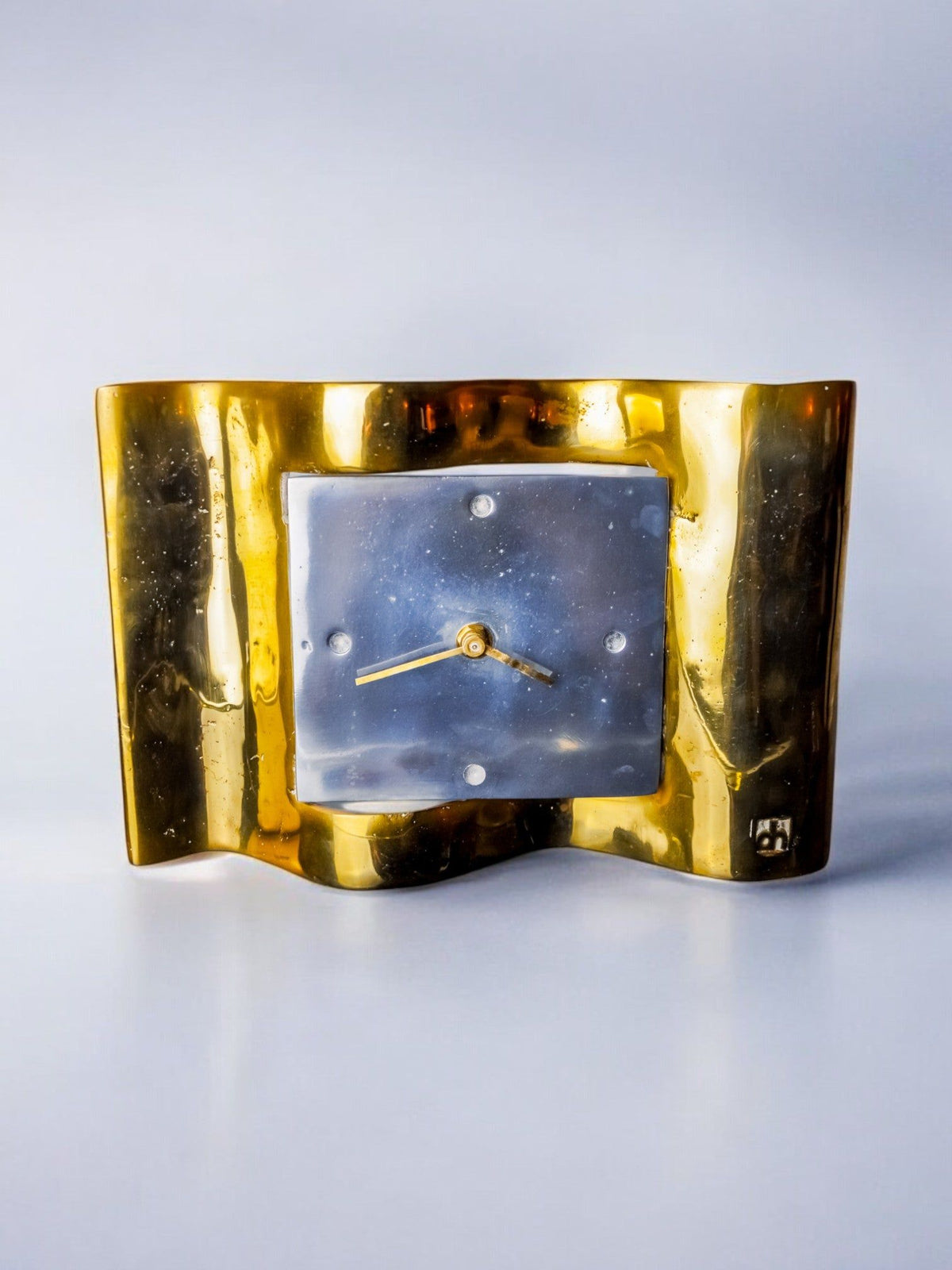 Brutalist Clock by David Marshall, 1970s, Spain by Malamar Studio | The Oblist — gold metal, vintage design