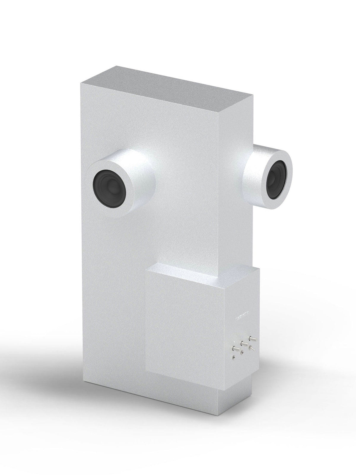 Brutalist Speaker Metal — side angle showing metallic finish and speaker design