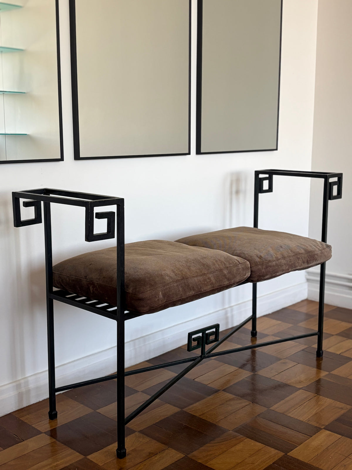 Meander Iron bench, Italy, 1980s — detail view