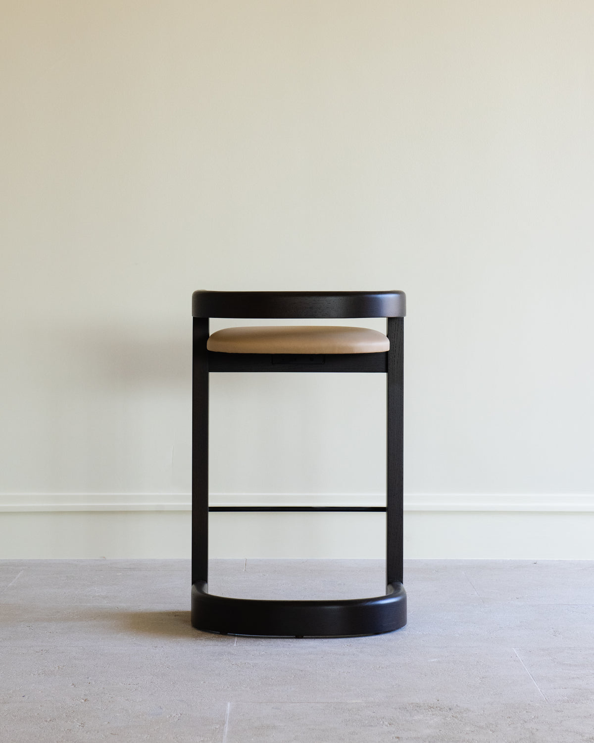 Black oak Branden barstool with leather seat by Studio OSKLO