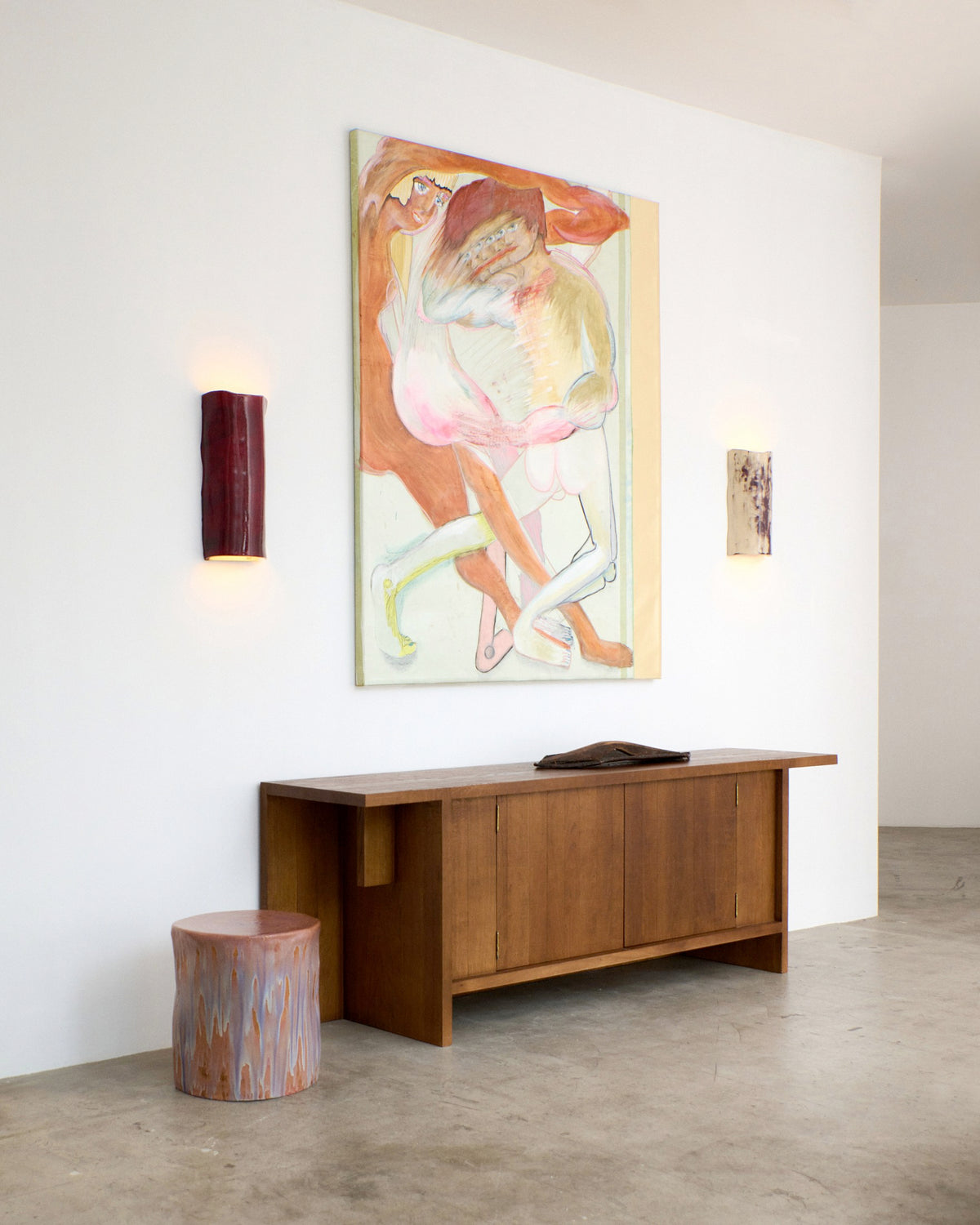 Papel Wall Light (X large) — side view on white wall with artwork