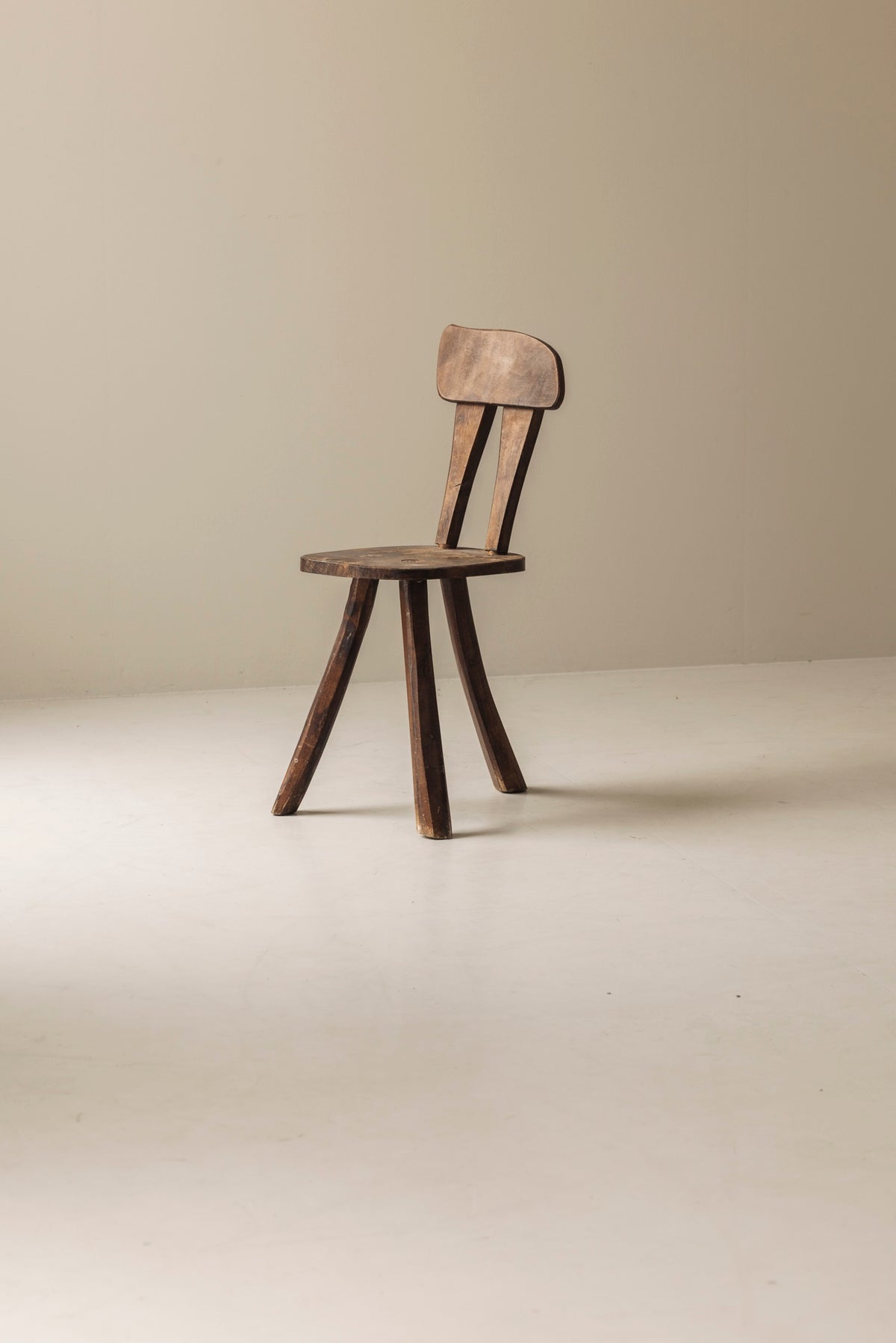 Primitive French Oak Tripod Chair, Mid-20th Century by Modern Living | The Oblist