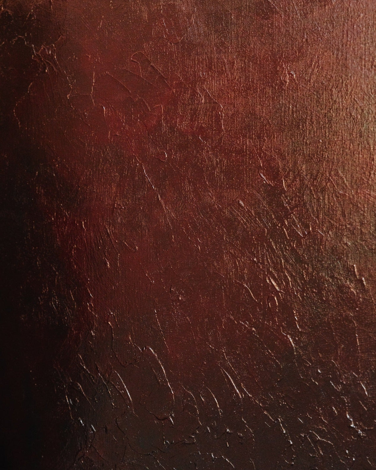Deep burgundy textured paint surface detail of In Vino Veritas acrylic painting