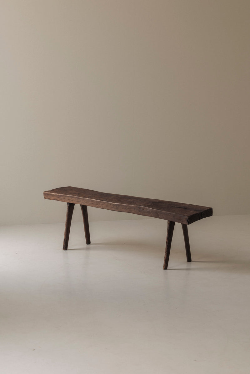 Primitive Rustic Bench in Oak, France, Early 20th Century — view 9