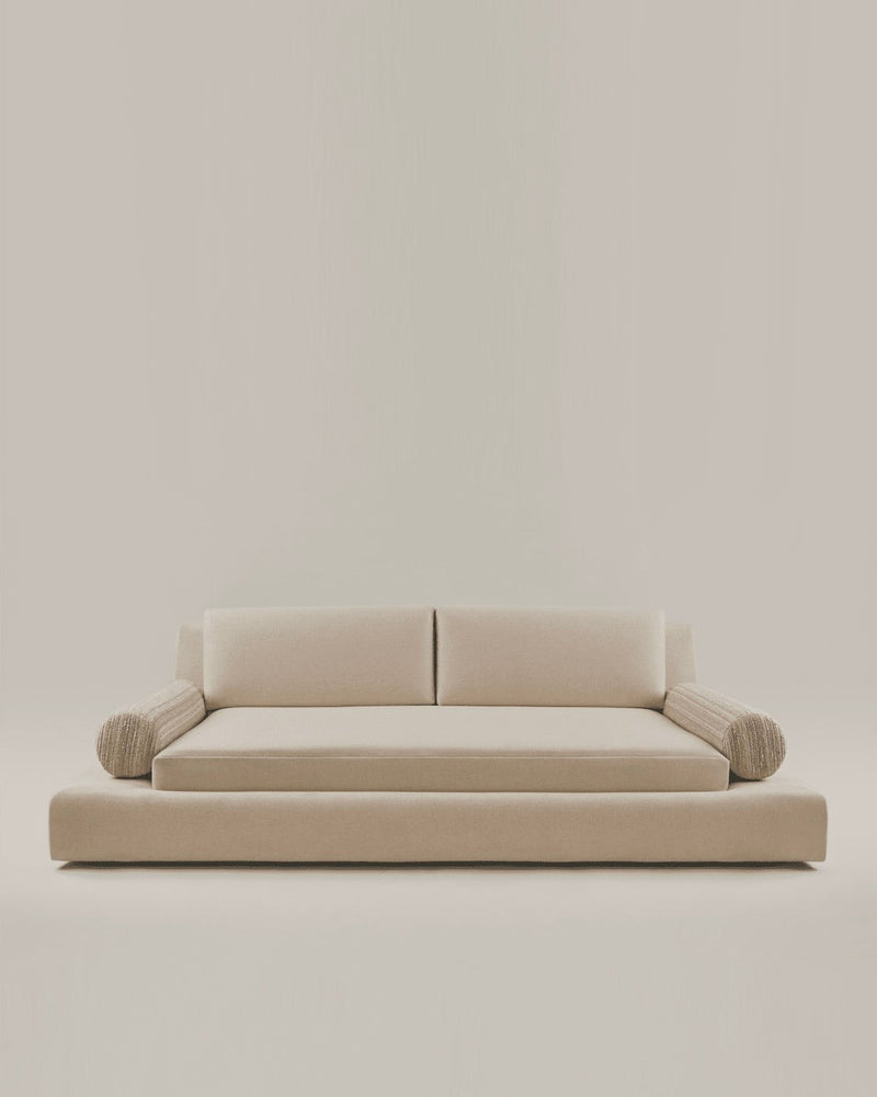 Podium Sofa (3-seater) by HAUVETTE & MADANI | The Oblist — beige fabric upholstery