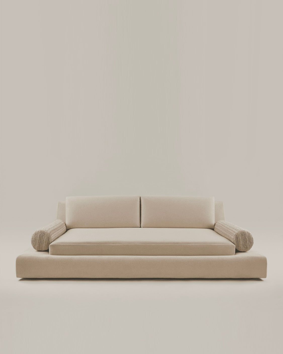 Podium Sofa (3-seater) by HAUVETTE & MADANI | The Oblist — beige fabric upholstery
