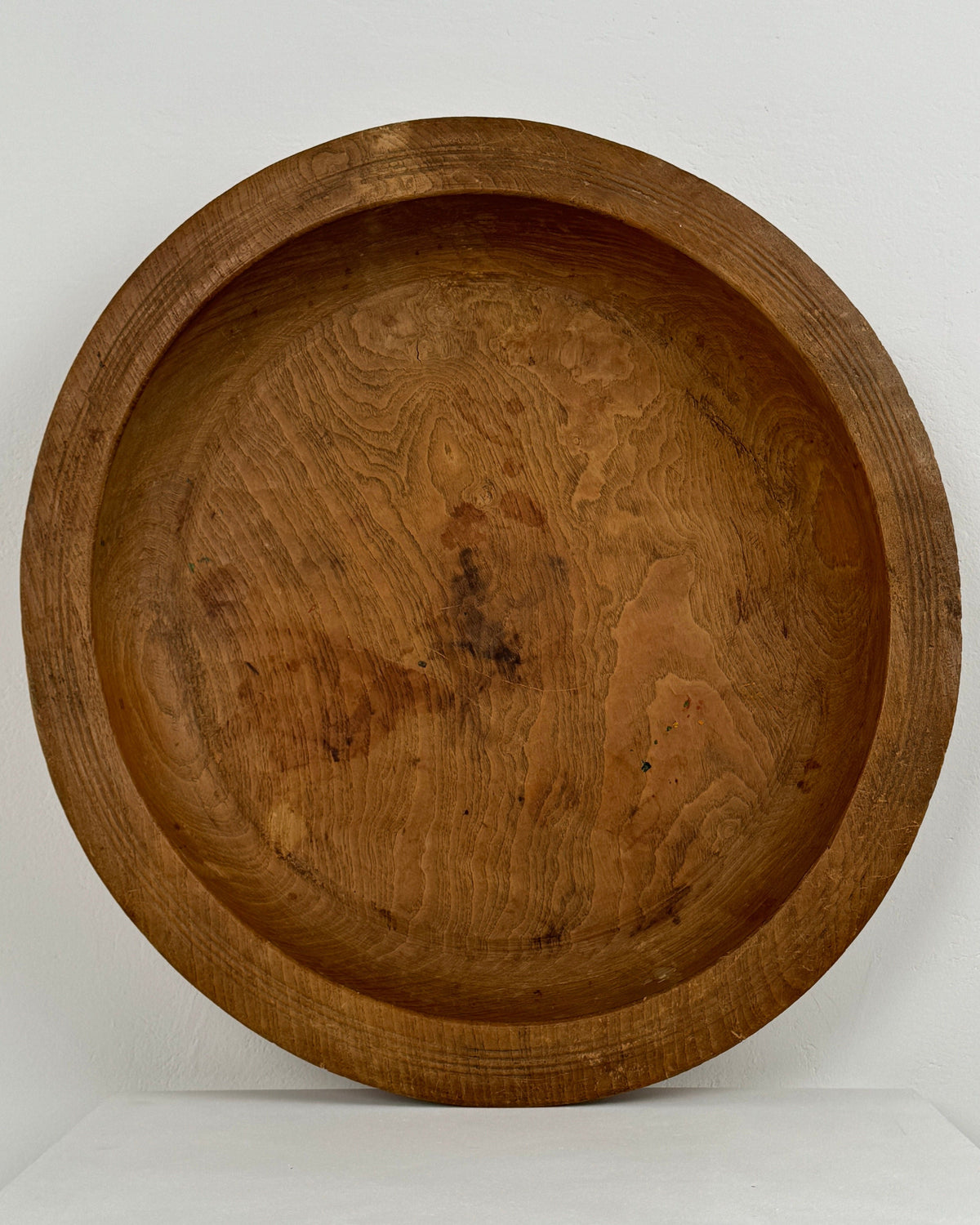 Interior view of XXL carved wood bowl showing natural grain patterns