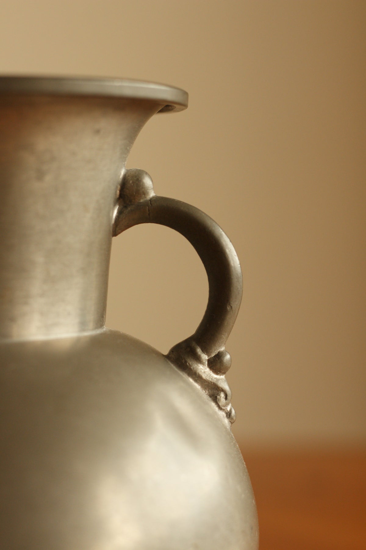 Sculptural Pewter Vase — side angle