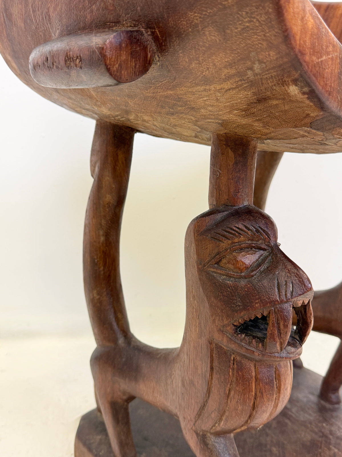 Fon Royal Throne in Carved Wood – Benin, 20th Century — side angle