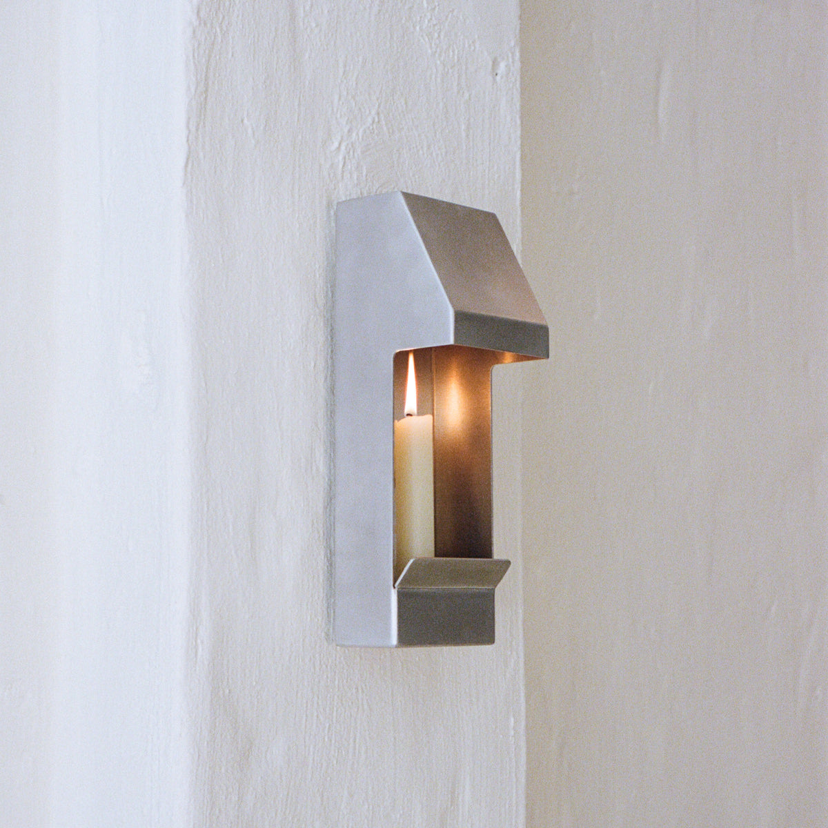 Egress Sconce Candle Holder by PARCTA | The Oblist — brushed metal finish