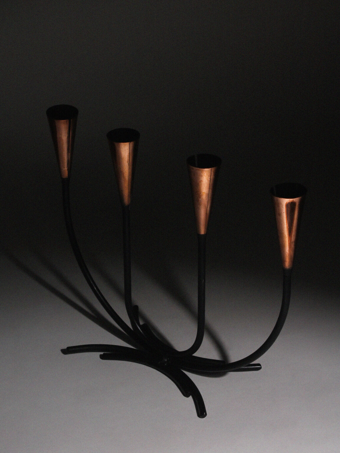 Gunnar Ander Mid-Century Copper Candelabrum For Ystad-Metall — detail view