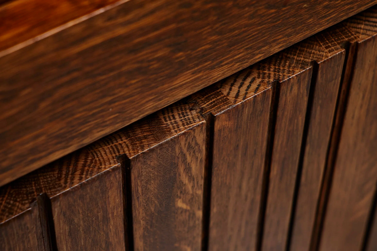 Exceptional and Unique Freestanding Sideboard in Solid Oak, Belgium, 1970s — lifestyle setting