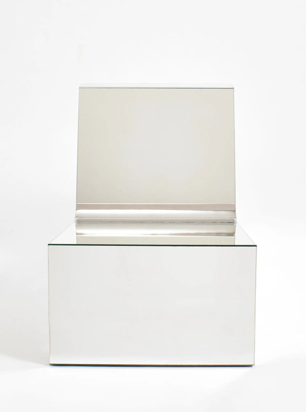Mirror Lounge Chair — front view of reflective chrome surface