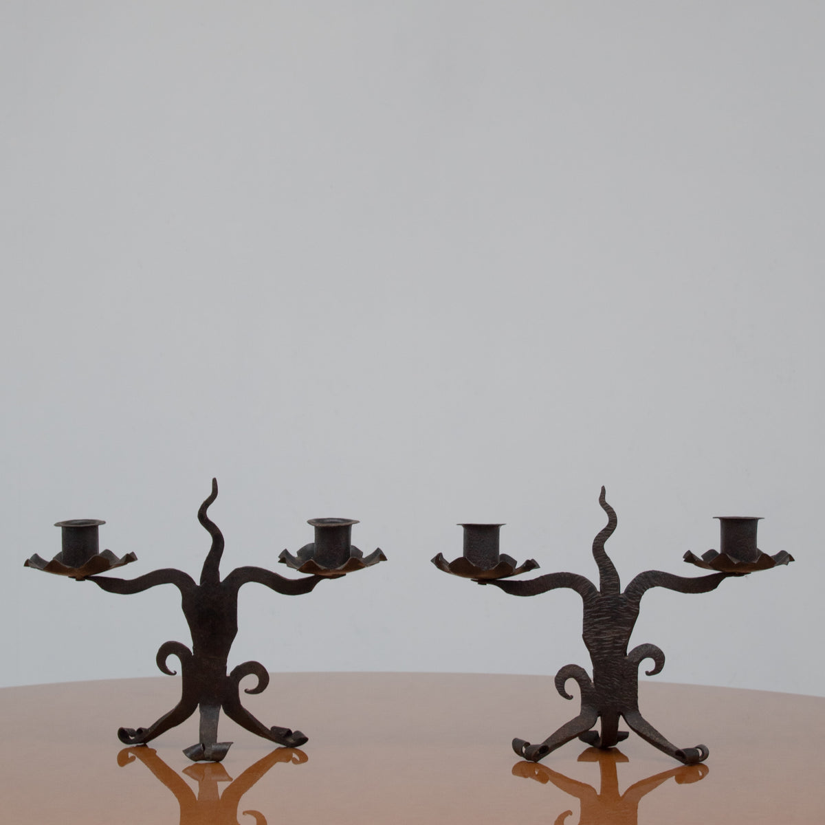 Vintage Candle Holders in Metal - Pair Collection by Malata Antwerp | The Oblist — black metal design