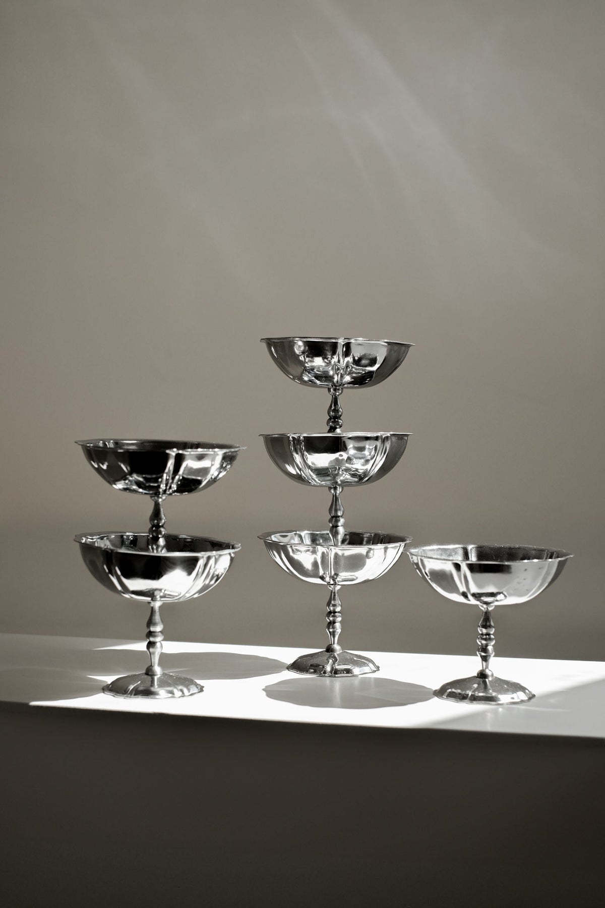 Set of Six Ice Coupes — arranged in a modern kitchen setting