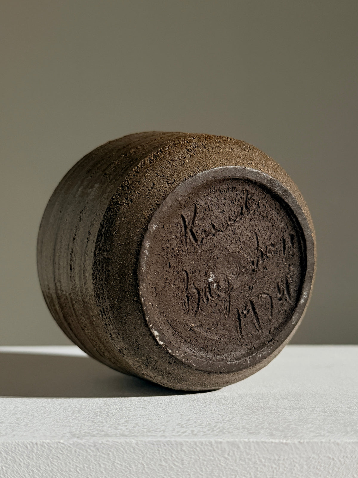 Small stoneware vase, France, circa 1974 — side angle