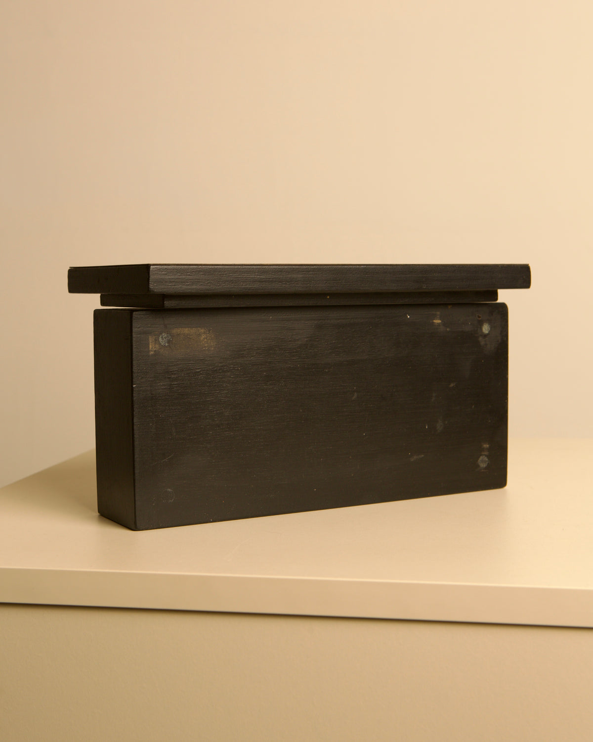 Black-stained wooden box with engraved brass lid by Jean Blazy, 1960s — view 9