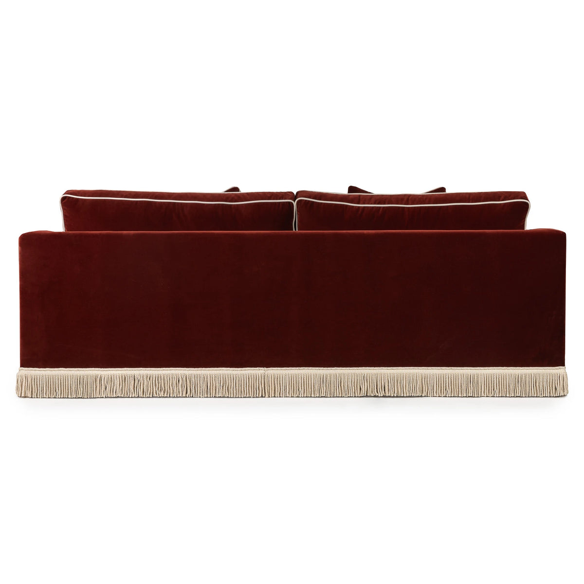 Orlando Sofa 230cm - Velvet Sangria & Cream Bullion Fringe — lifestyle setting