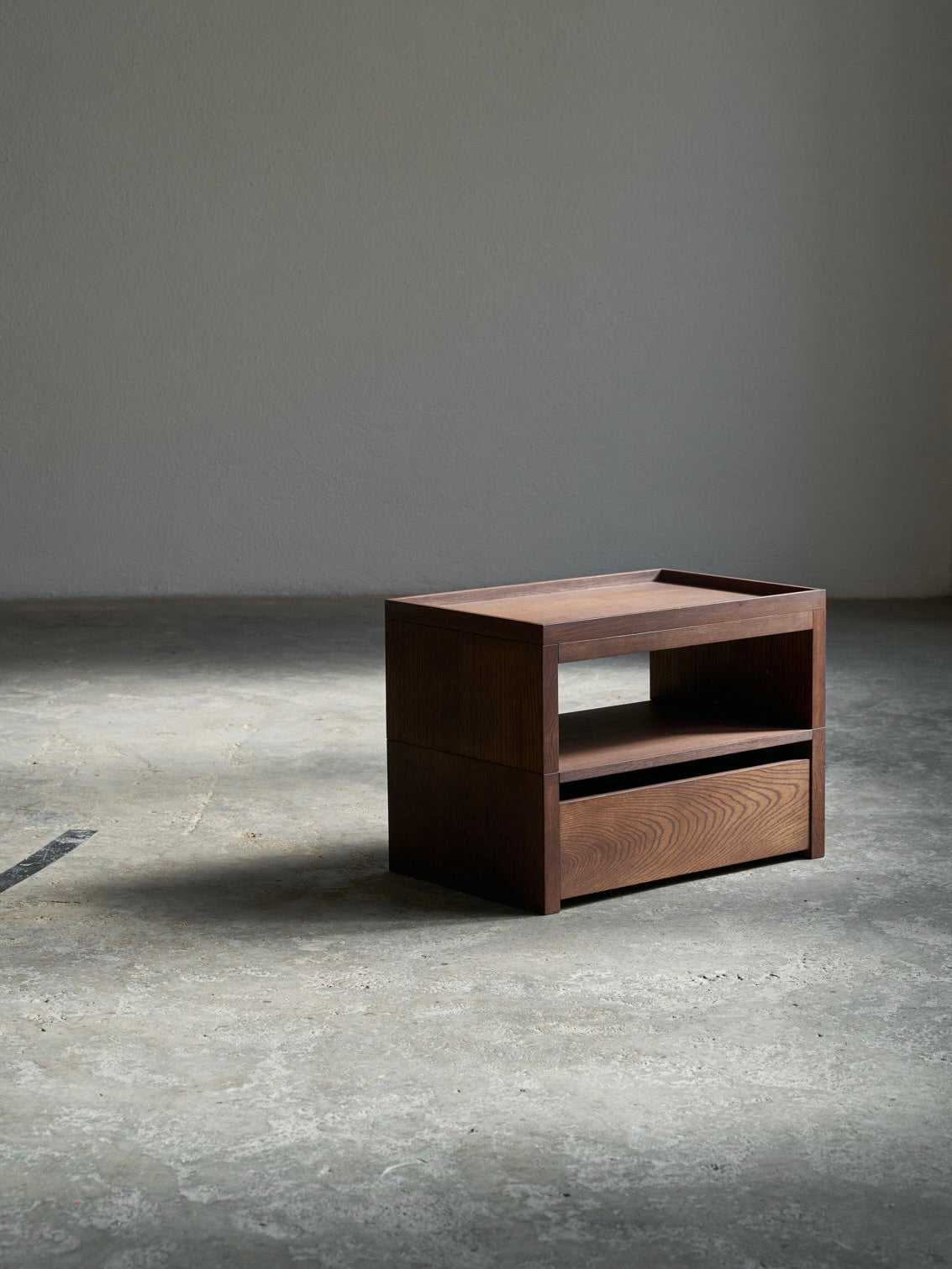Eileen Bedside Table + Tray — side angle