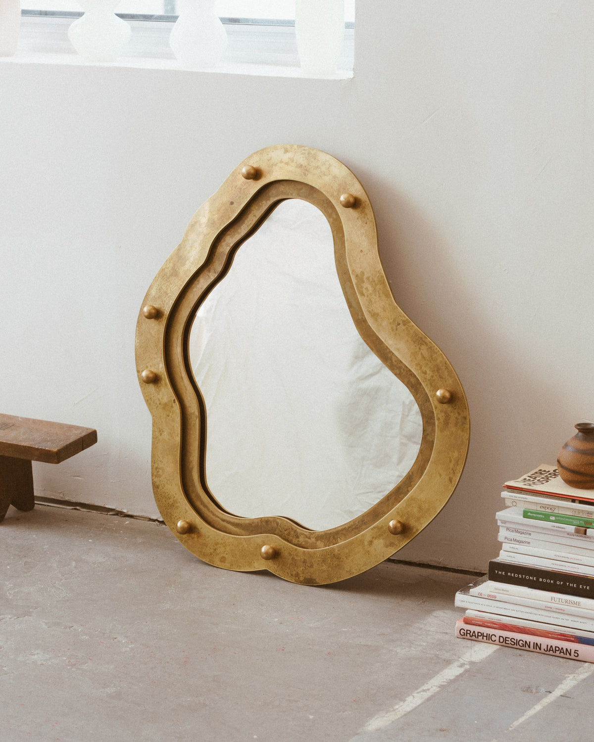 Organic  Postmodern Brass Mirror - Large — alternate view