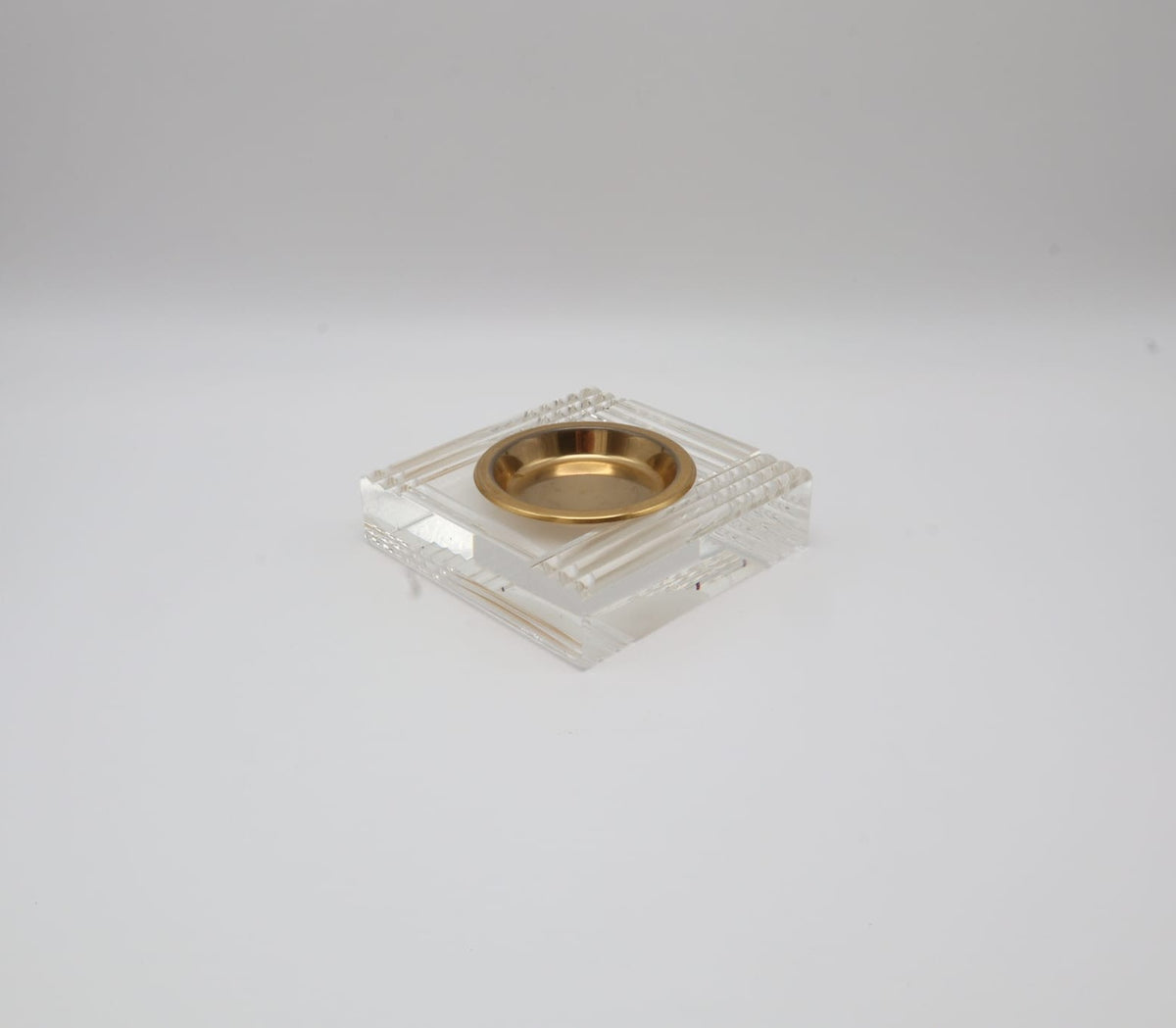 1970s Italian Lucite & Brass Geometric Vide-Poche / ashtray by Forma Finds | The Oblist