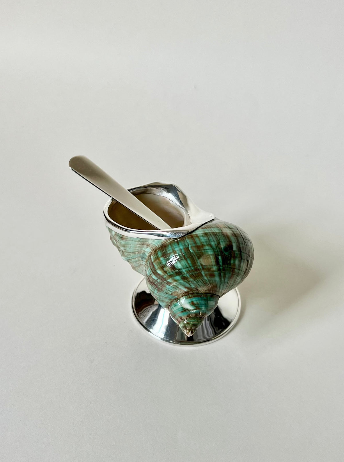 Jade Shell Sugar Bowl — side angle showing green shell design