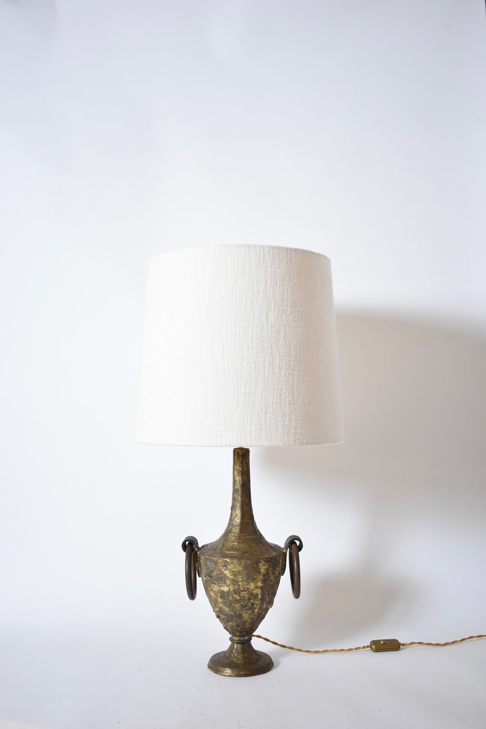 Pedestal Gilded Iron Max Bré Lamp, 1970s — detail view