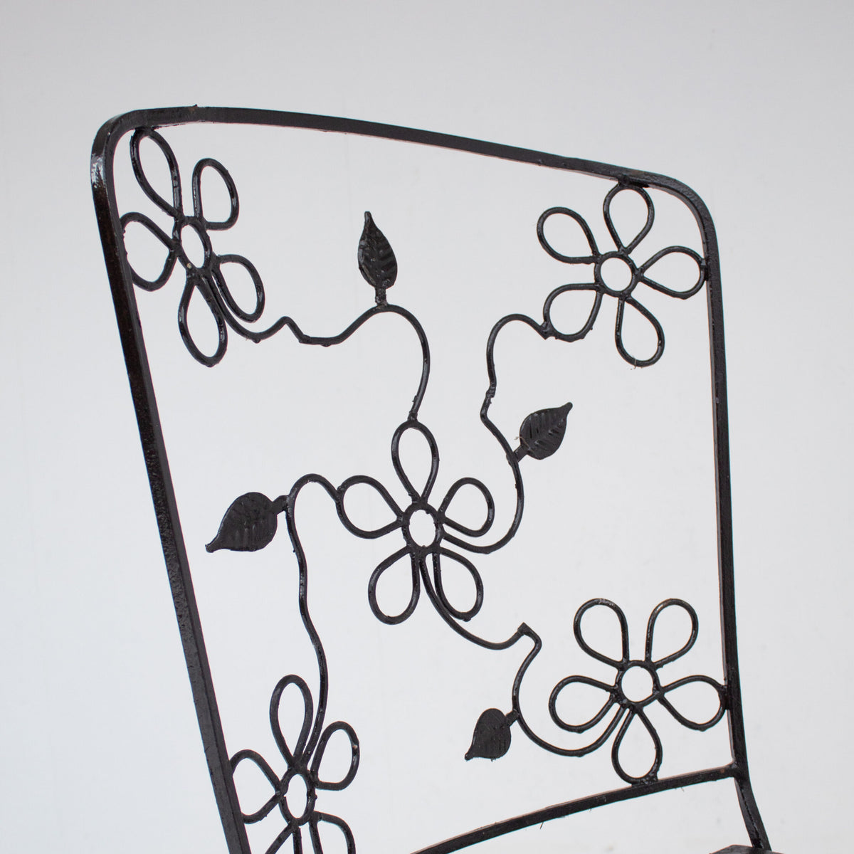 Set of Three Decorative Wrought Iron Garden Chairs with Floral Backrests — view 10