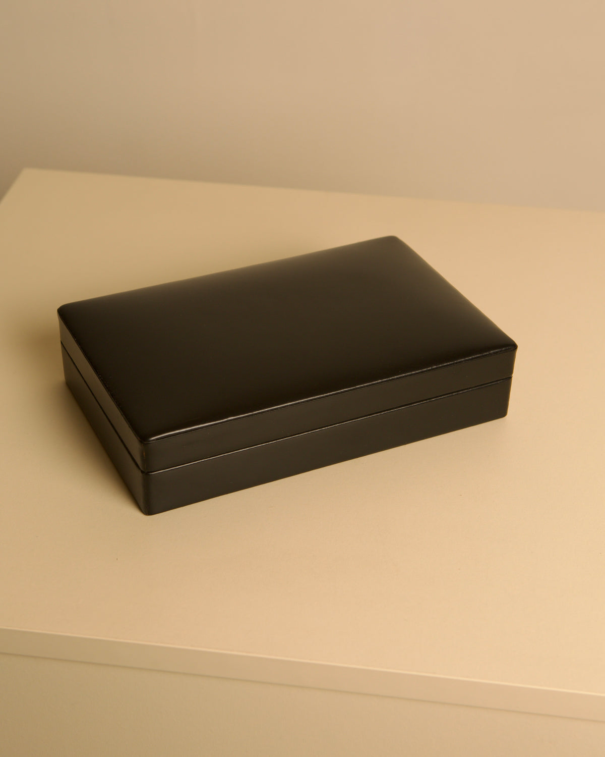 Pair of Italian Boxes, 1960s — side angle of black leather box