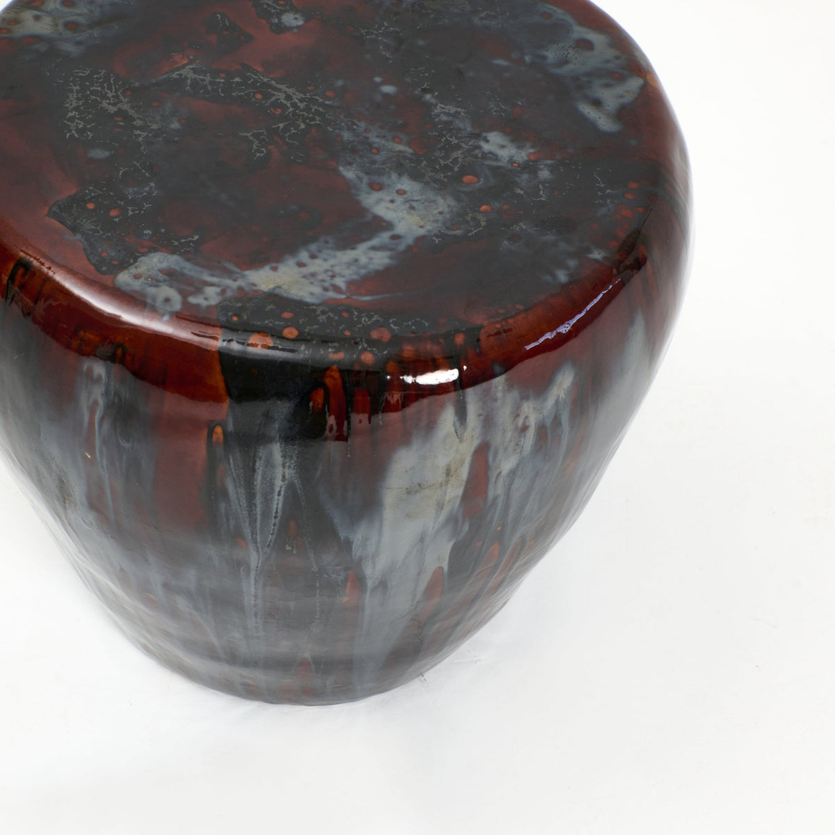Ceramic Side Table (medium) — top view of glossy dark red surface