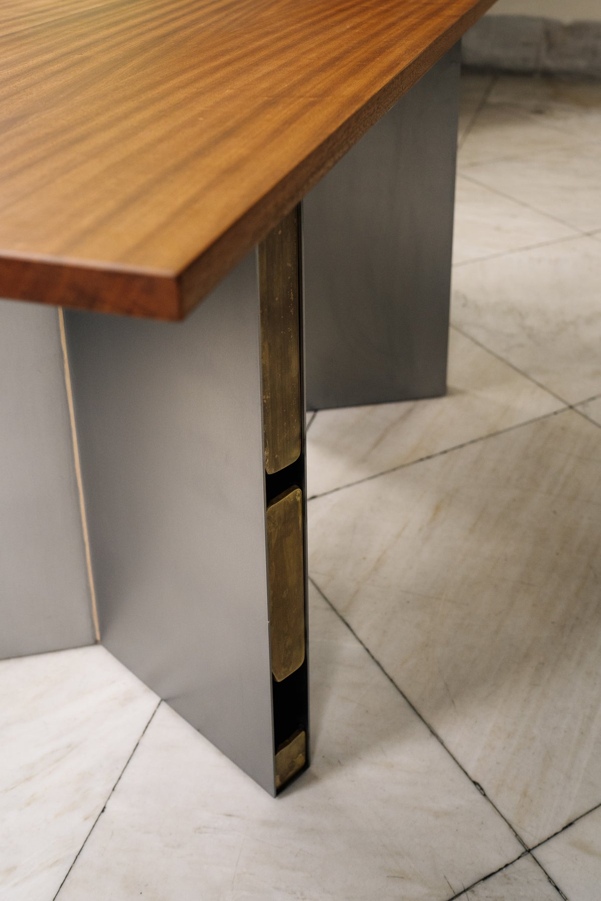 Relic Steel & Brass Table — detail view