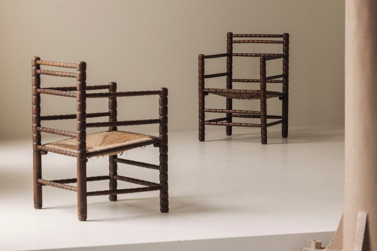 Sculptural French 'Bobbin' armchairs, 1950s by Modern Living | The Oblist