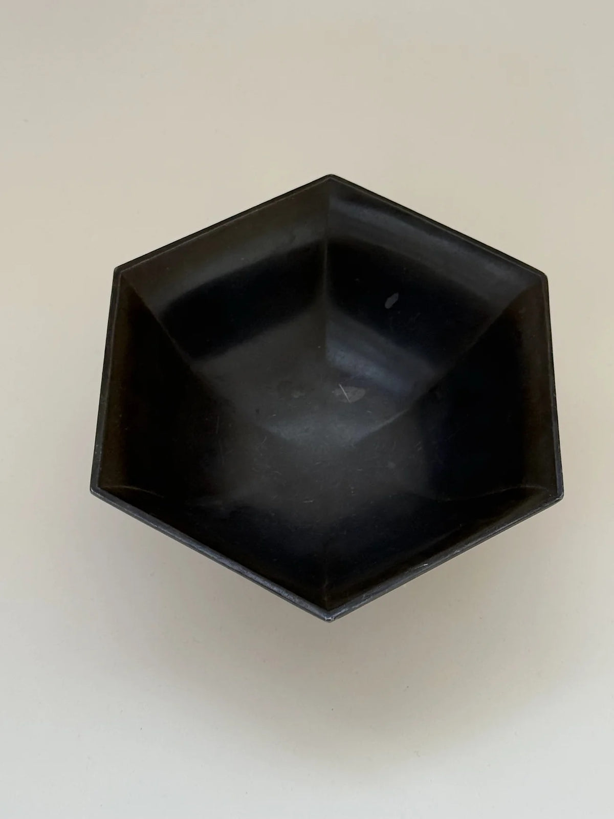 Hexagonal Just Andersen Bowl in Disko Metal — top view showing matte black finish