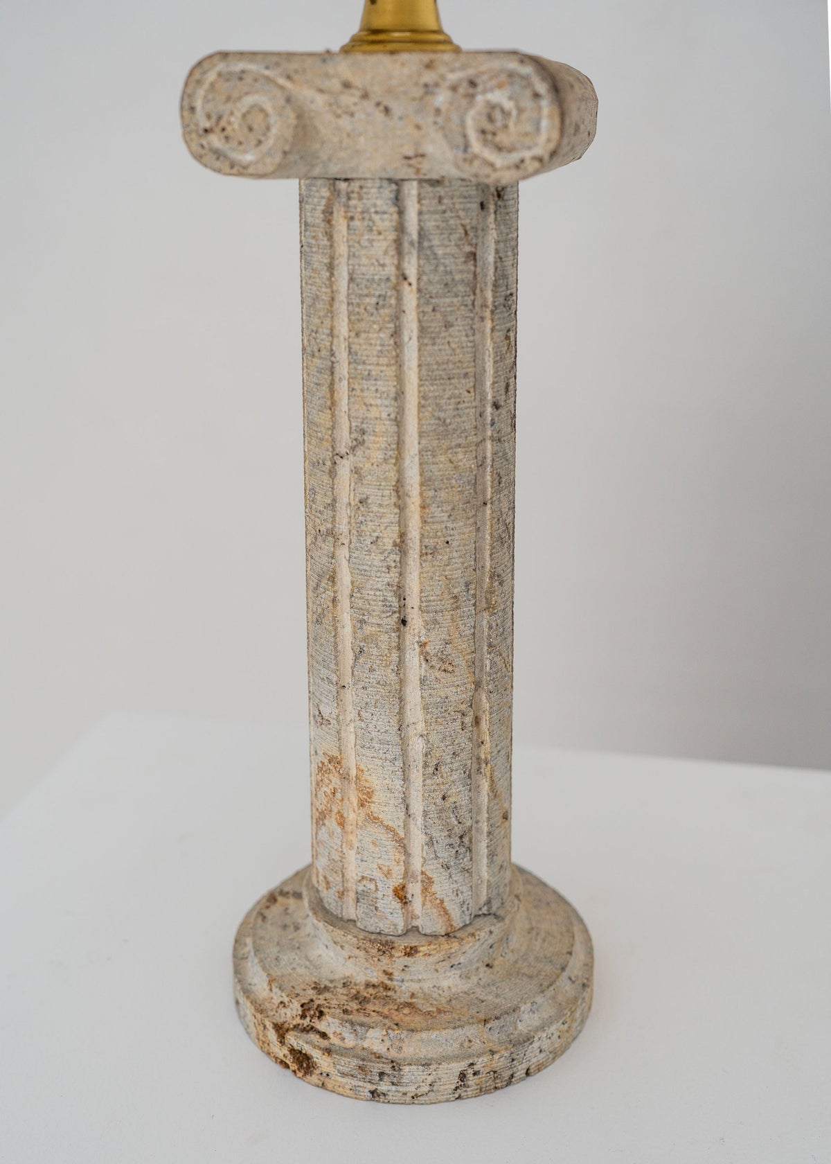Postmodern Stone Column Table Lamp — close-up of textured stone base