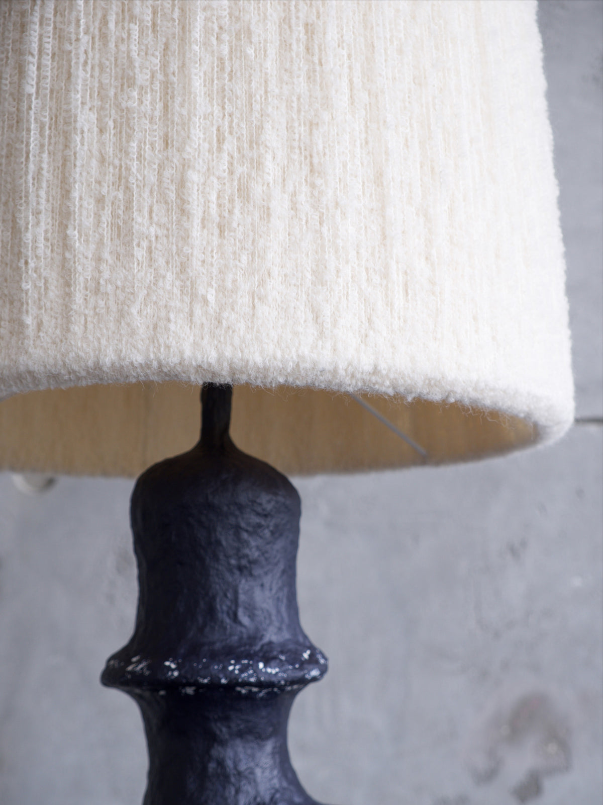 Orbita Floor Lamp — close-up of textured cream lampshade