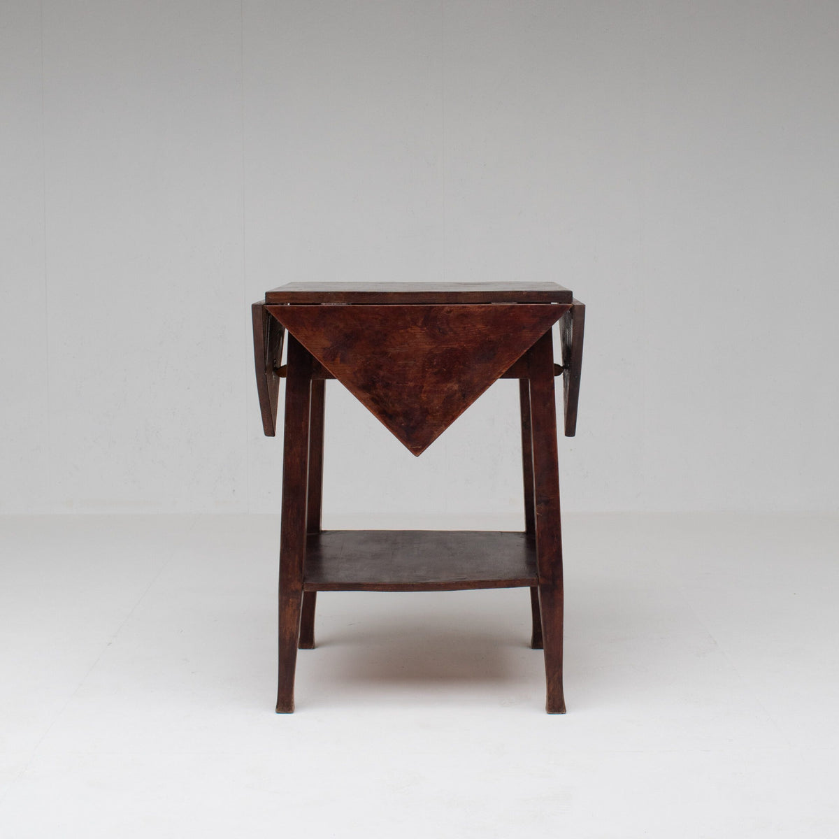 Art Deco Folding Side Table in Solid Wood — side angle